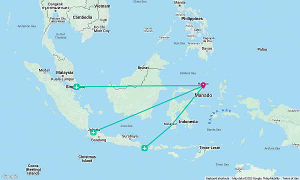 แผนที่การเดินทาง มานาโด (Manado)